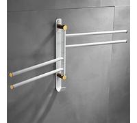 Hand Bar Rack, Bathroom Holder, All-Copper Bathroom Hotel/Home Bathroom Storage Rack, Brushed Gold Rotating Bar, Bathroom Drying Rack Multi-Rod Hanger/Platinum 4 Rods