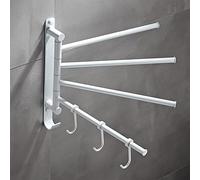 Hand Bar Rack, Bathroom Holder, All-Copper Bathroom Hotel/Home Bathroom Storage Rack, Brushed Gold Rotating Bar, Bathroom Drying Rack Multi-Rod Hanger/White 4