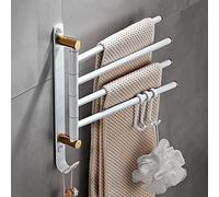 Hand Bar Rack, Bathroom Holder, All-Copper Bathroom Hotel/Home Bathroom Storage Rack, Brushed Gold Rotating Bar, Bathroom Drying Rack Multi-Rod Hanger/White Gold 4 Rods w