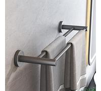Hand Bar Rack, Bathroom Holder, All Copper Gun Gray Hotel/Home Bathroom Storage Rack, Bathroom Rail, Wall-Mounted Single Rod Black Hanger/Double Rod 40Cm Drilling