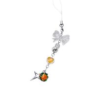 Hand Beaded Phone Pendant Novel Clear Bow Tassel Y2k Girl Heart Fruit Love Keychain Bead Strap Clear Bow Tassel Phone Strap, フリーサイズ