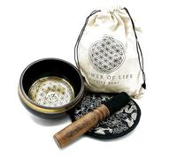 Hand Beaten & Engraved Singing Bowl Gift Set - 14cm - (Flower of Life)