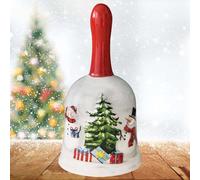 Hand Bell, 13.5 cm Ceramic Material Christmas Table Bell, Porcelain Bell, Table Bell with Christmas Inspired Pattern for Dinner at the Reception, Hotel Service, Meditation Prayer