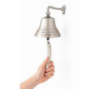 Assorted Collections Wall Mounted Silver Bell for Home Bar, Pub & Nautical Decor - Loud Metal Hand Bell, Service Doorbell, Bar Accessories & Reception Call - Ideal for Christmas Decoration (6 Inch)