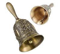 Hand Bell - Classic Zinc Alloy, Traditional Handle Service Bell for Schools, Receptions, Hotels - Bronze Finish Suitable for School Wedding Family Party Christmas