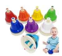 Hand Bell Set - Colorful Office Instruments, Eight Tone Chimes | Musical Learning Tools For Daycare Environments, Educational Sounds With Digital Coding Media