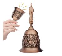 Hand Bell, Vintage Relief Christmas Bells, Luxury Aesthetic Decoration Loud Brass Hand Call Bell for Weddings Hotels Kitchen Ringing