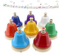 Hand Bells 8 Notes, Music Desk Bells Musical Percussion Instrument, Diatonic Music Table Bell for Teaching Church Chorus, Family Party, Colorful Diatonic HandBells, Preschool Musical Learning
