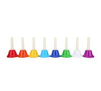 Hand Bells, Colorful 8 Note Metal Diatonic Hand Bell Set Music Brain Development Game Playing Musical Instruments Hand Bells for Family Gathering