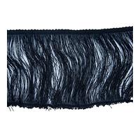 HAND® Black Silky Fringe Thread Loop Trim Border for Clothing and Accessory Embellishment - 60 mm Wide - 3 Metres