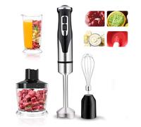 Hand Blender 2000W 4-in-1 Kitchen Tool, Stainless Steel 4-Blades, 2-Speed with Turbo, Includes 500ml & 600ml Chopper Cups and Whisk for Purees and Smoothies
