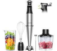 Hand Blender, soft start Variable Speed 5 in 1 Stick Blenders for kitchen 1100W Scratch Resistant immersion blender With Whisk,800ml Beaker,600ml Chopper for Soup, Baby Food and Smoothies