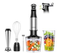 Hand Blender, soft start Variable Speed 5 in 1 Stick Blenders for kitchen 1100W Scratch Resistant immersion blender With Whisk,800ml Beaker,600ml Chopper for Soup, Baby Food and Smoothies