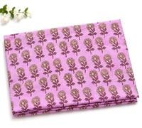 Hand Block Print 100% Cotton Fabric by The Yard PRECUT 1 Yard 42 Inch Width for Dressmaking & Crafting - Cotton Quilting Fabric for Sewing (Lovecloud Old Geranium Block Print, 5 Yard Pre Cut)