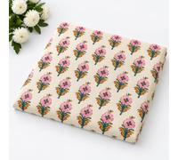 Hand Block Print 100% Cotton Fabric by The Yard PRECUT 1 Yard 42 Inch Width for Dressmaking & Crafting - Cotton Quilting Fabric for Sewing (Silver Fern Nadeshiko Block Print, 3 Yard Pre Cut)