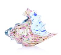 Hand Blown Glass Conch Shell Sculpture, Sea Glass Art Figurines, Blown Glass Decor for Decorating, Pink Conch Shell Decorative Statues, Sea Shell Coastal Decor for Shelf House Room, Beachy Gifts