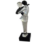 Hand Blown Glass Dancing Couple Statue, Handmade Crystal Sculpture Ornaments, Figurine, Home Office Tabletop Decorations, Gift for Christmas, Birthday Present (Black and White)