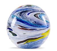 Hand Blown Glass Figurines Ball Planet Paperweight for Birthday Gift (White Star)