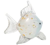 Hand Blown Glass Fish Statue Coastal Art Sculpture 24cm Nautical Home Decor | Stable Display with Well-balanced Silhouette, Easy to Clean and Resists Dust, for Coffee Tables and Lower Furniture Surfaces