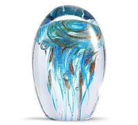 EUSTUMA Hand Blown Glass Conch Figurines Ornament,Sea Animal Ornament for Home Decor,Sea Animals Collection for Birthday Gift,Glass Seashell (Jellyfish)