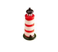 Hand Blown Glass Lighthouse Ornament RED & White