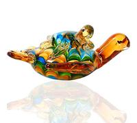 Hand Blown Glass Sea Turtle Figurines Ornament,Sea Animal Ornament for Home Decor,Sea Animals Collection for Birthday Gift,Glass Turtle