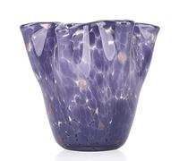 Hand Blown Glass vase Decorative, Purple Wide Mouth Petal vase, Modern Art Design Decorative vase for Home Decor Living Room, Centerpiece, Table and Wedding.huaban (E-2)