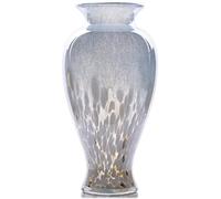 Hand Blown Glass Vase, Wide Mouth Colorful Modern Art Glass Home Decor Vase for Mantle, Table Centerpiece, Entryway, Wedding, Living Room, 11.8 Inches Tall(White)