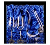 Hand-Blown Lead-Free Crystal Decanter, Enamel Glass Red Wine Decanter Set, Releases The Flavor and Aroma of Wine, Ergonomic Design for Easy Pouring, and Wedding Gift (Silver #1)