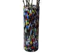 Hand Blown Mexican Glass Vase for Home Decor - Confetti Carmen Multicolor Flower Vase for Centerpiece Living Room Kitchen Office Wedding
