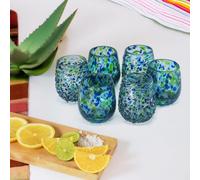 Hand-Blown Mezcal & Tequila Sipping Glasses From Mexico - Set of 6 | Authentic Handcrafted 2.2 oz Tequila Tasting Glasses | Handmade Mezcal Copitas | Sky & Sea