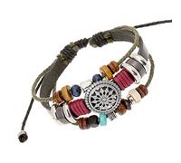 Hand Bracelet Woven Vintage Wind Beaded Multilayer Bohemian Bracelets Green Mobile Phone Bracelet, one size, Leather, No Gemstone