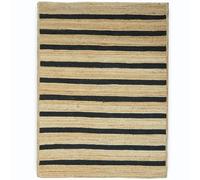 Hand Braided Jute 3x5 Kilim Flatweave Rug Thick 0.27" Black Striped Pattern Rugs for Living Room Kids Room Decorative Floor Indoor Outdoor Home/Office Decor Carpet
