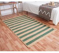 Hand Braided Jute Area Rug - Natural Striped Design - Eco-Friendly Floor Mat for Living Room, Bedroom, Entryway, Office & More, Green Color (2'6" x 8' Runner / 75 cm x 240 cm)