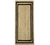 Hand Braided Jute Runner Rug 2.6x18 Ft Rustic Vintage Handmade Area Rugs Black Border Pattern Rug Ideal for Hallway Entryway Kitchen Large Area Home Décor