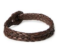 Hand-Braided Leather Bracelet - Brown One Size