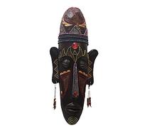 Hand Carved African Mask Wall Art Decor,Vintage 3D Africans Face Wall Hanging Sculptures,Africa Tribal Wall Sculptures for Living Room Bar Home Decor (Color : E, Size : Small)