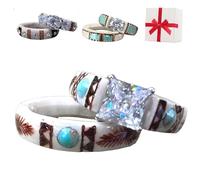 Hand Carved Antler Ring, Boho Turquoise Feather Ring Fit Size 5-12, Unique Rings Made From Natural Shed Antlers Unisex