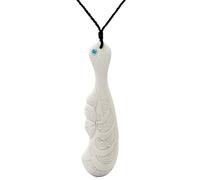 Hand-Carved Bone Paua Shell Extra Large Wahaika Club Pendant with Tribal Koru Pattern Engraving - Maori-Style Warrior Cord Neckace - Men's Surfer Necklace - Handmade Natural Jewellery