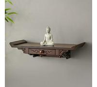 Hand-carved Buddha Statue Shelf, Vintage Altar Table with Drawers for Buddhist Shrines, Meditation, and Home Decor, Ideal for Temples and Ceremonial Spaces