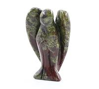 Hand Carved Crystal Angel, Pocket Guardian Natural Gemstone Statue Mini Figurine Decoration for Peace, Love, Good Luck and Healing 1.5inch (Dragon Bloodstone)