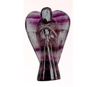 Hand Carved Crystal Healing Gemstone Pocket Guardian Angels with Reiki Powers Gift Stone Ornaments, 45mm to 50mm(Approx 2") (Purple Fluorite)