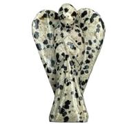 Hand Carved Crystal Healing Gemstone Pocket Guardian Angels with Reiki Powers Gift Stone Ornaments, 45mm to 50mm(Approx 2") (Dalmatian Jasper)