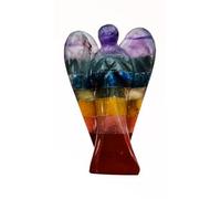 Hand Carved Crystal Healing Gemstone Pocket Guardian Angels with Reiki Powers Gift Stone Ornaments, 45mm to 50mm(Approx 2") (Seven Chakra)