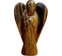 Hand Carved Crystal Healing Gemstone Pocket Guardian Angels with Reiki Powers Gift Stone Ornaments, 45mm to 50mm(Approx 2") (Tiger Eye)