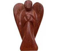 Hand Carved Crystal Healing Gemstone Pocket Guardian Angels with Reiki Powers Gift Stone Ornaments, 45mm to 50mm(Approx 2") (Red Jasper)