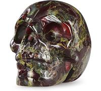 Hand Carved Dragon Bloodstone Crystal Skull Figurine Healing Stones Statue Sculpture Ornament for Home Kitchen Art Room Decoration Comes in Box