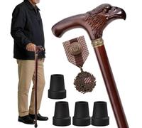 Hand Carved Eagle Walking Cane for Seniors, Natural Solid Wood Canes for Men & Women for Daily Mobility and Outdoor Hiking