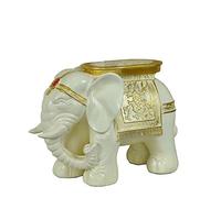 Hand Carved Elephant Small Table Stool Plant Pot Stand Resin Ornament - Elephant Sculpture Statue