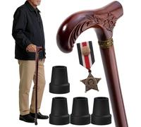 Hand Carved Fashionable Patterns Walking Cane for Seniors, Natural Solid Wood Canes for Men & Women for Daily Mobility and Outdoor Hiking